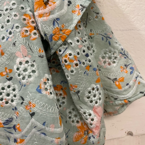 LAIA for Anthropologie embroidered bohemian ruffle puff sleeve floral top XL - Picture 8 of 13